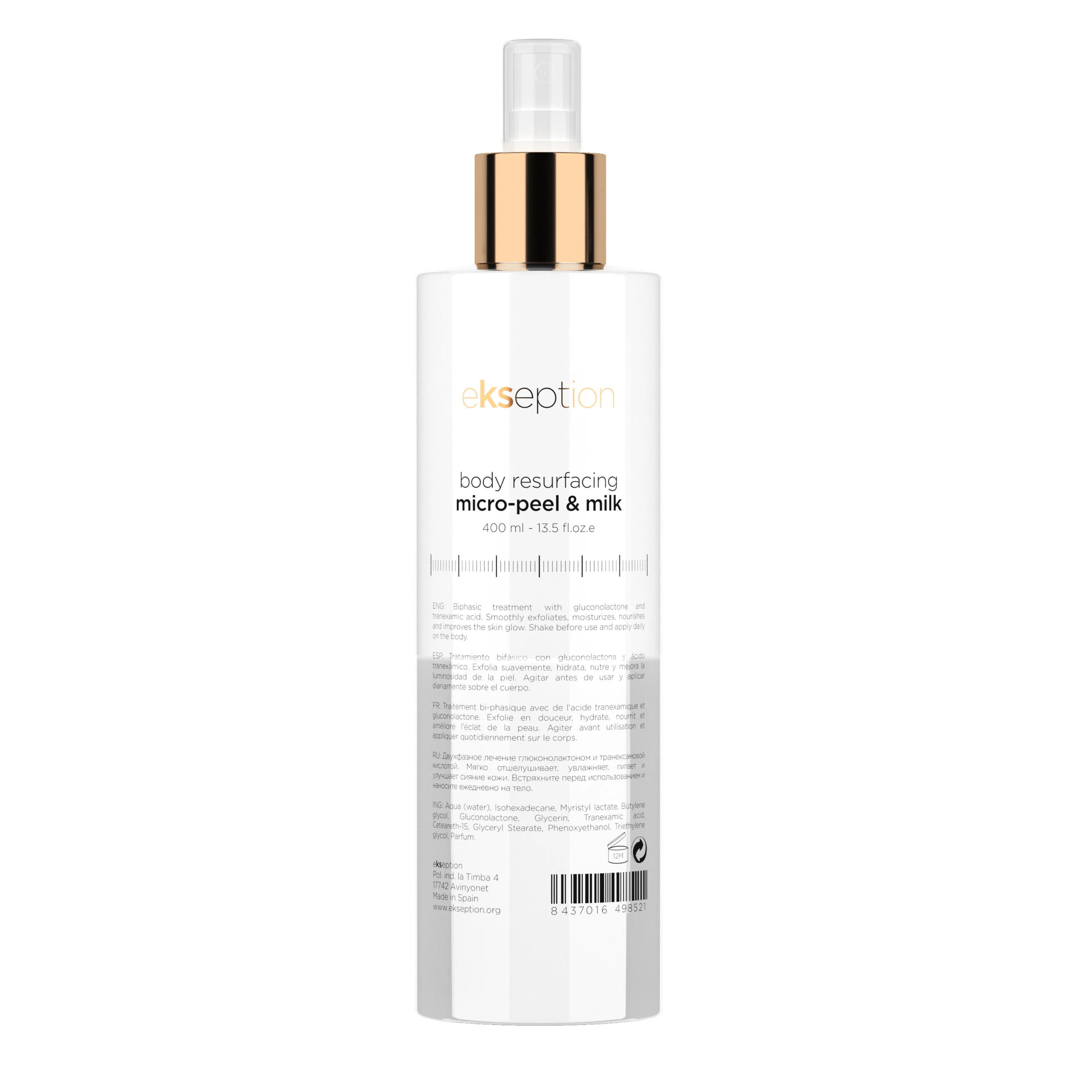 Ekseption drėkinamasis kūno pienelis/ Body resurfacing micro-peel & Milk, 400ml
