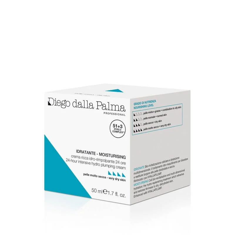 Diego Dalla Palma Moisturising 24-Hour Hydro Plumping Cream, intensyviai drėkinantis veido kremas labai sausai odai, 50 ml.