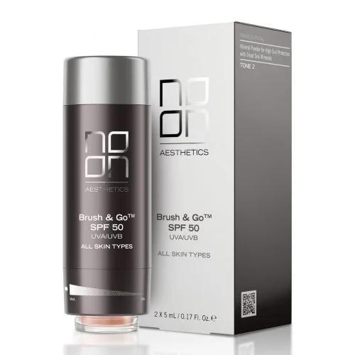 NOON brush&go mineral sun protection powder SPF 50 (visų tipų odai), 5 g Tone 01/ Tone 02