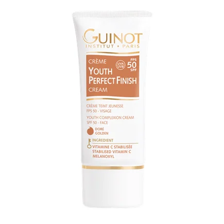 GUINOT Youth Perfect Finish Golden jauninamasis kremas su spalva SPF50, auksinio atspalvio, 30ml