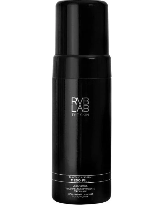 RVB LAB MESO FILL CLEAN & PEEL Exfoliating Cleansing Glyco-Mousse giliai valančios putos su 10% glikolio rūgštimi, 125ml