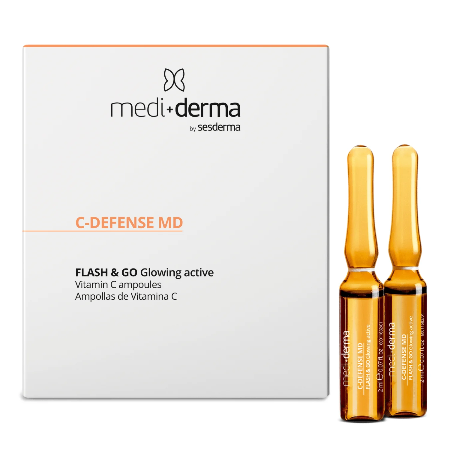 Mediderma Homecare Flash&go skaistinančios ampulės su vitaminu C, 5x2 Ml