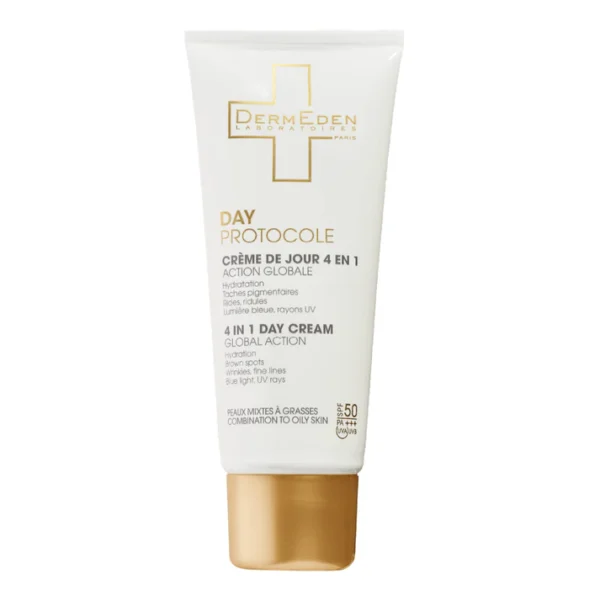 DermEden Dieninis apsauginis drėkinamasis kremas nuo saulės mišriai, riebiai odai SPF 50, 50 ml