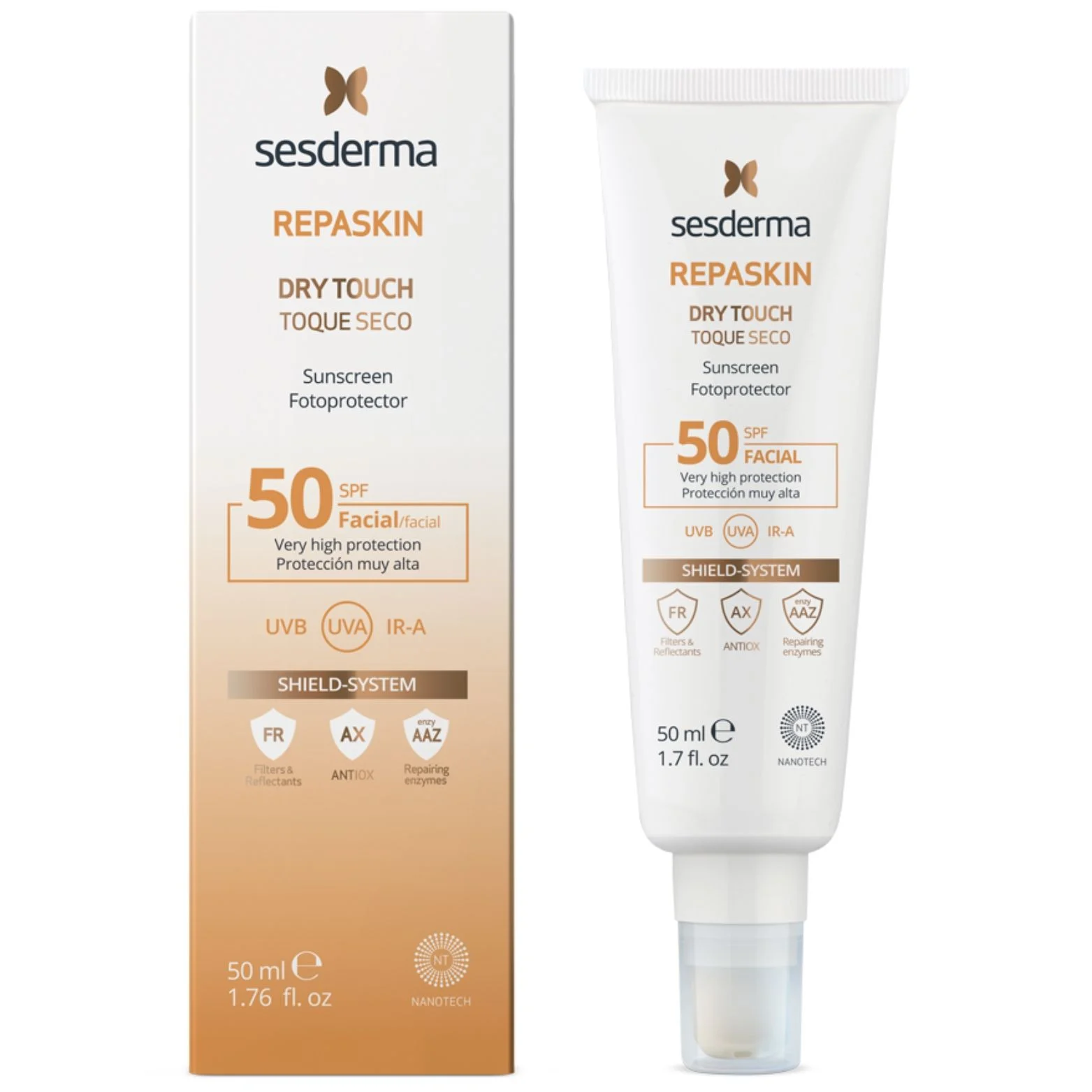 Sesderma Repaskin Dry Touch Spf 50 apsauginis kremas veidui, 50 Ml