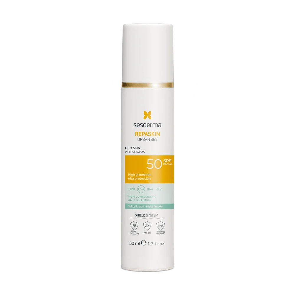 Sesderma Repaskin Urban 365 apsauginė priemonė su SPF50 riebiai odai, 50 Ml