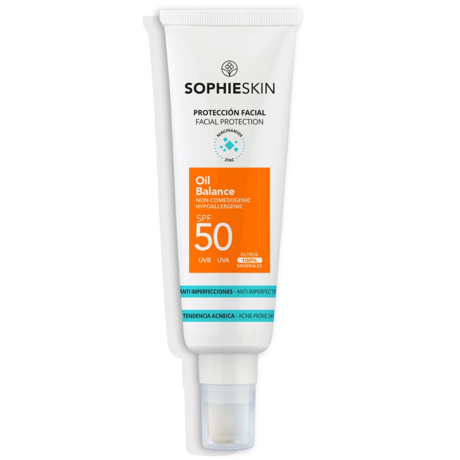 Sophie Skin Oil Balance apsauginis fluidas veidui nuo saulės Spf 50, 50 Ml