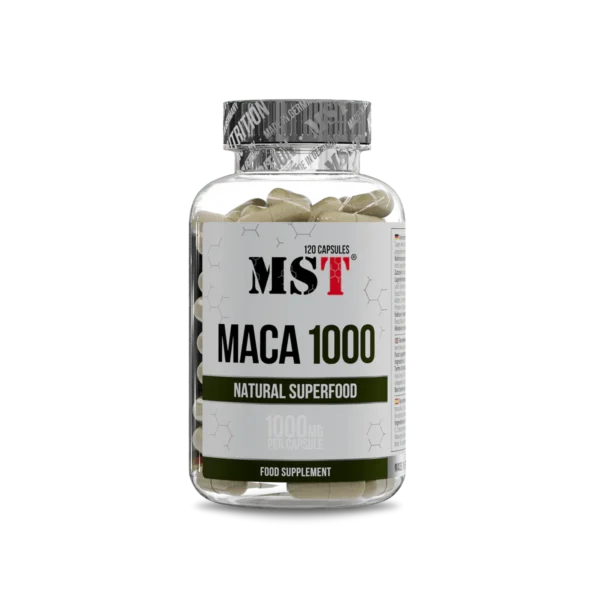 MST® MACA 1000 mg – Natūralus energijos, hormonų pusiausvyros ir libido palaikymas(120 kapsulių)