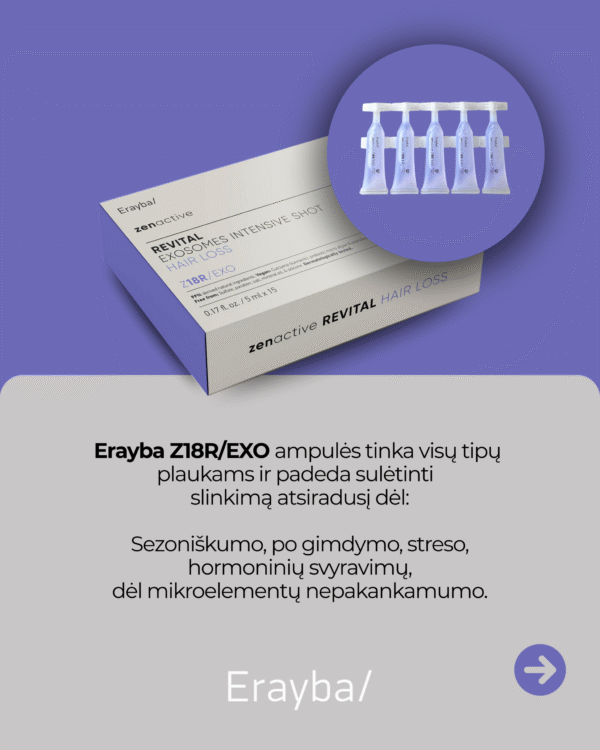 Erayba, Zen Active, intensyvaus veikimo ampulės nuo plaukų slinkimo su egzosomomis, 5 x 15ml. - Image 3