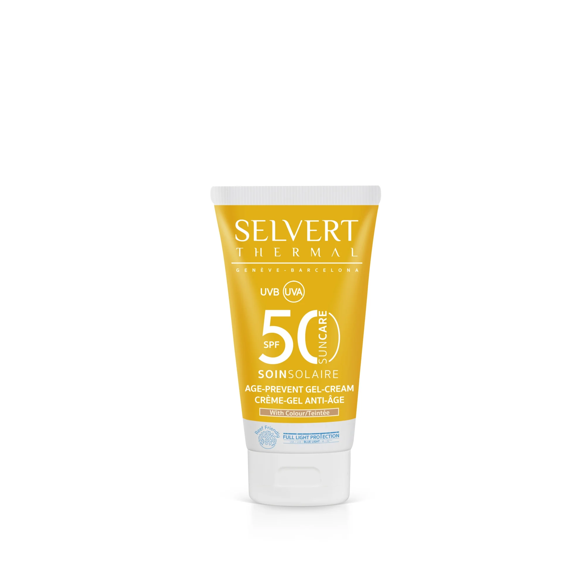 Selvert Thermal AGE PREVENT GEL-CREAM WITH COLOUR SPF50/ Apsauginis kremas-gelis veidui SPF50 su spalva, 50 ml