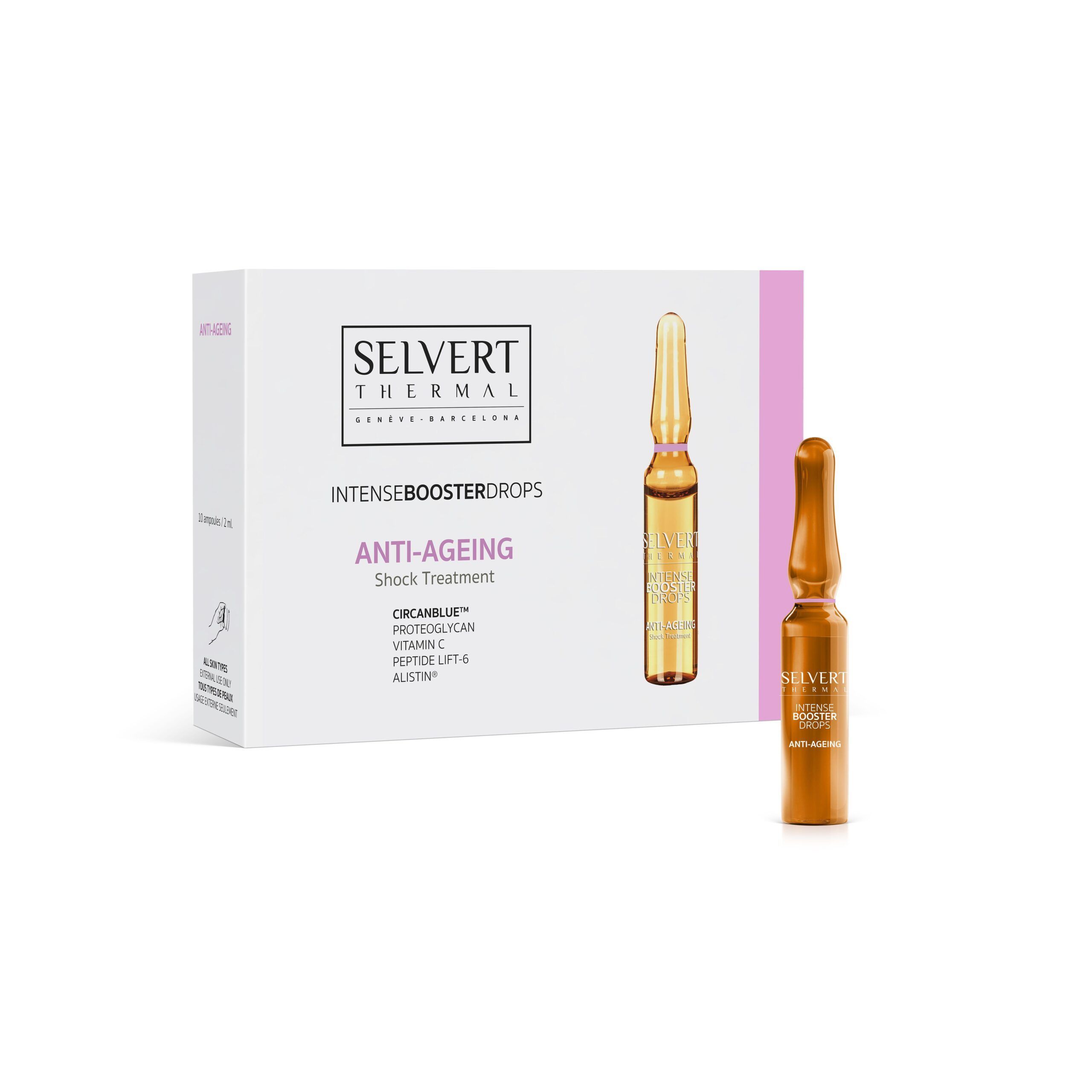 Selvert Thermal Busteris prieš odos senėjimą | INTENSE BOOSTER DROPS - ANTI-AGEING, 10 vnt. x 2 ml