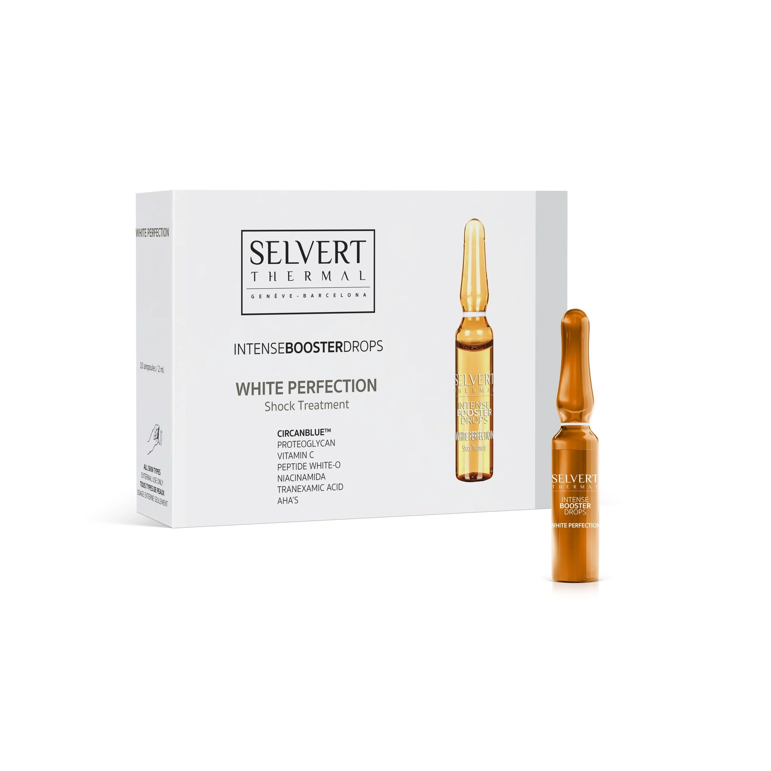 Selvert Thermal WHITE PERFECTION INTENSE BOOSTER DROPS/ Intensyvus koncentratas prieš pigmentaciją, (dėžutėje 10 vnt. x 2 ml)