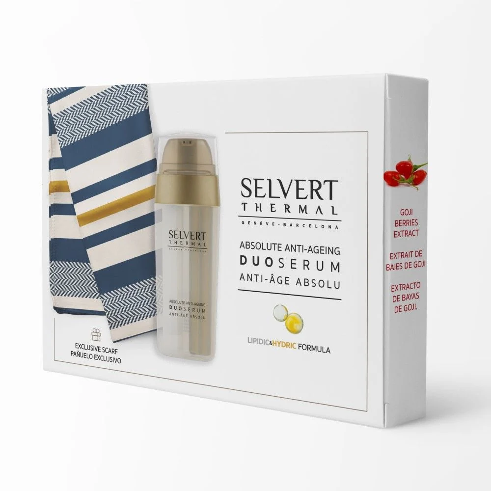 Selvert Thermal DUO SERUM PACK/ Dvifazis serumas prieš odos senėjimą, (30 ml + satino skarelė)