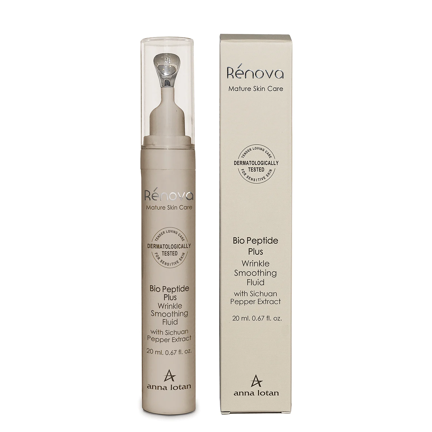 ANNA LOTAN Renova Bio Peptide Plius priešraukšlinis fluidas su Sičuano pipirų ekstraktu, 20ml
