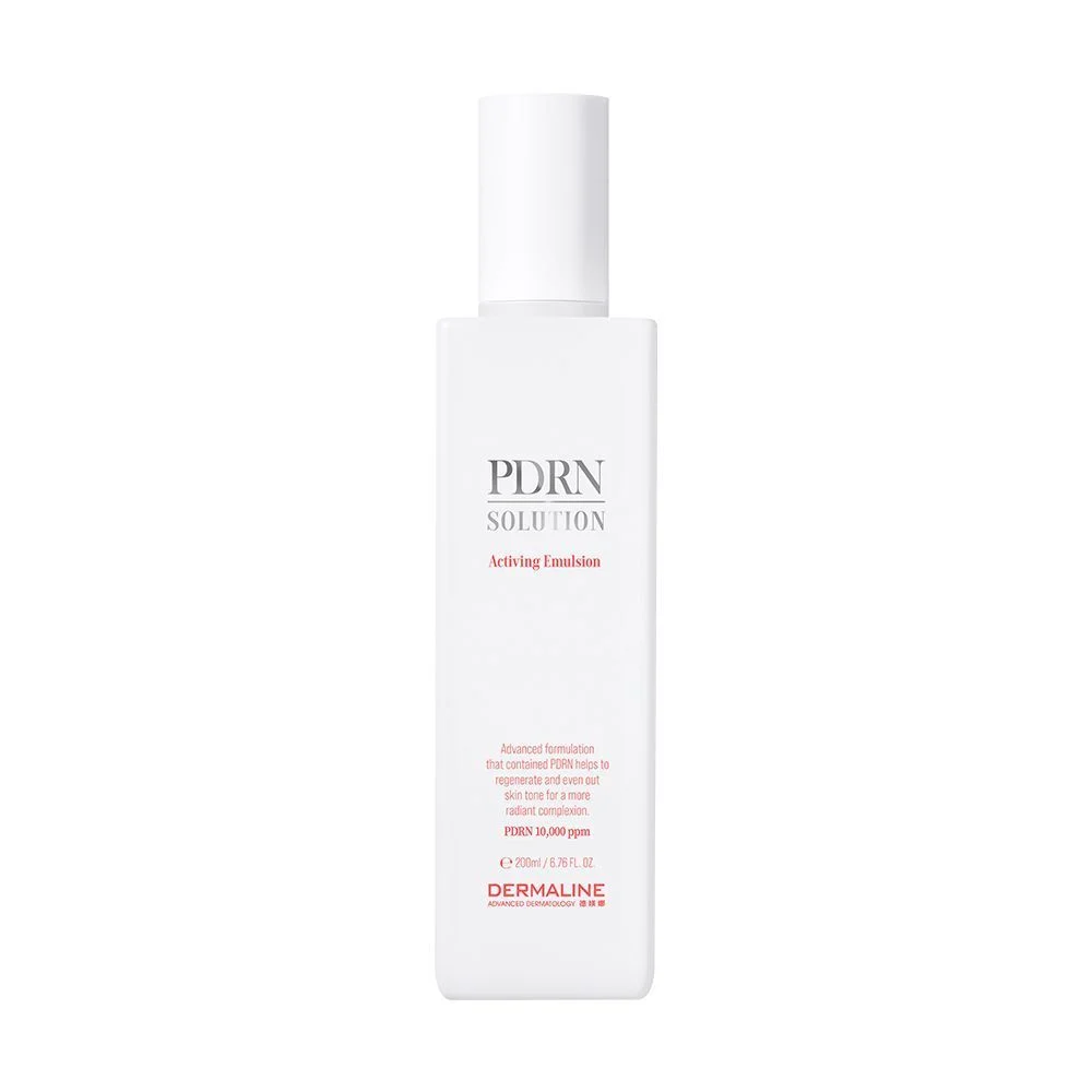 DERMALINE PDRN SOLUTION EMULSION dvigubo poveikio emulsija (lengva kremo versija) odos regeneracijai, drėkinimui ir elastingumui, 200 ml