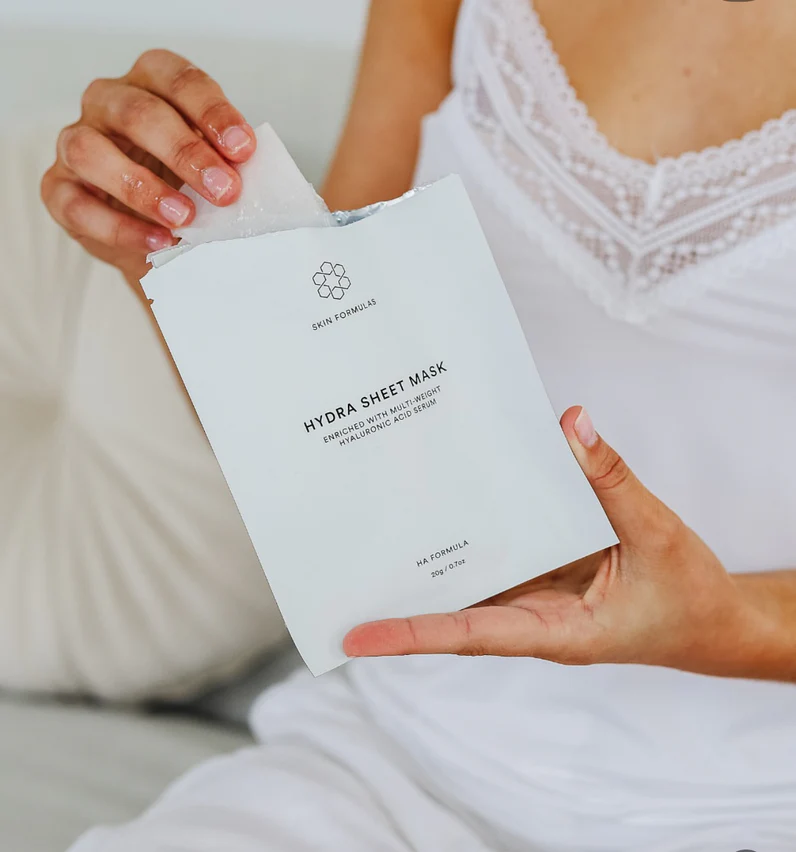 SKIN FORMULAS HYDRA SHEET MASK - LAKŠTINĖ VEIDO KAUKĖ SU AMINO IR HIALURONO RŪGŠTIMIS 1 VNT.