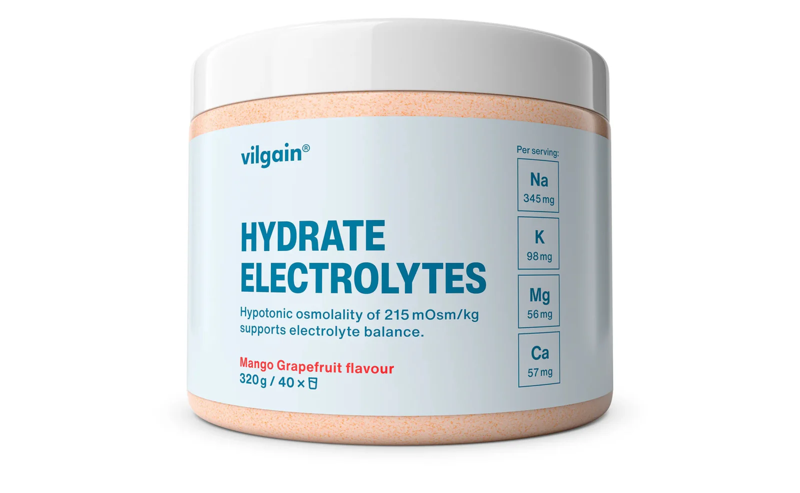 Vilgain Electrolytes – hipotoninis elektrolitų gėrimas hidratacijai (320 g)