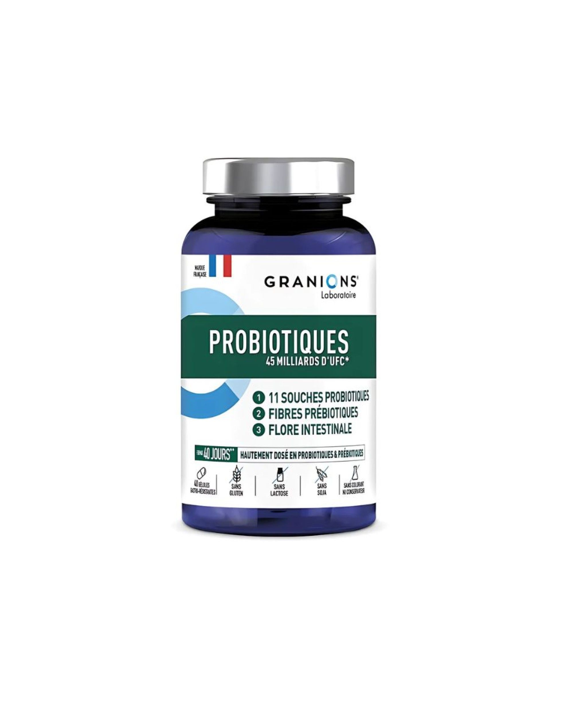 GRANIONS PROBIOTIQUES Probiotikai ir prebiotikai žarnyno floros pusiausvyrai, 40 kap.