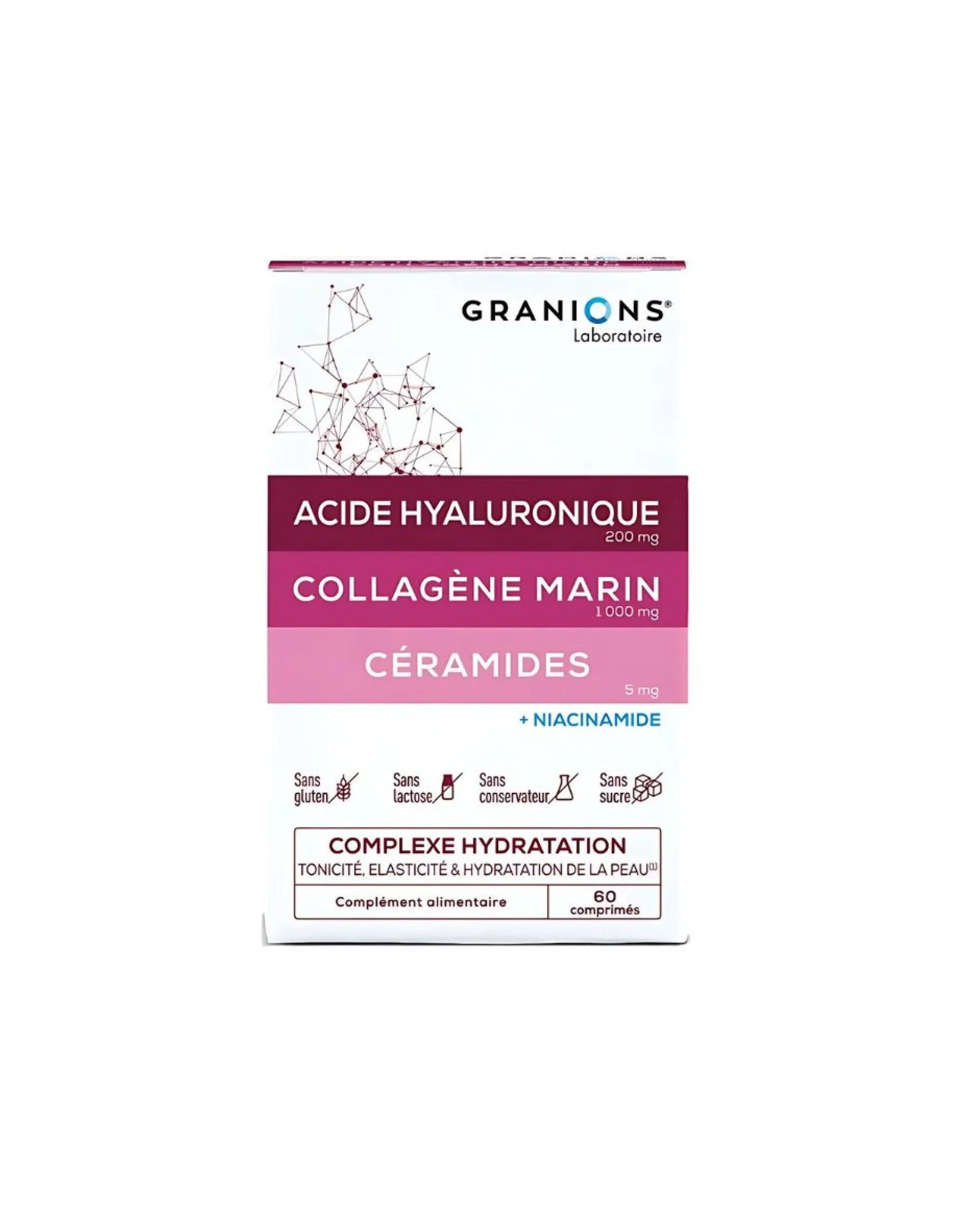 GRANIONS COMPLEXE HYDRATION Kompleksas giluminiam odos drėkinimui, 60 tablečių.