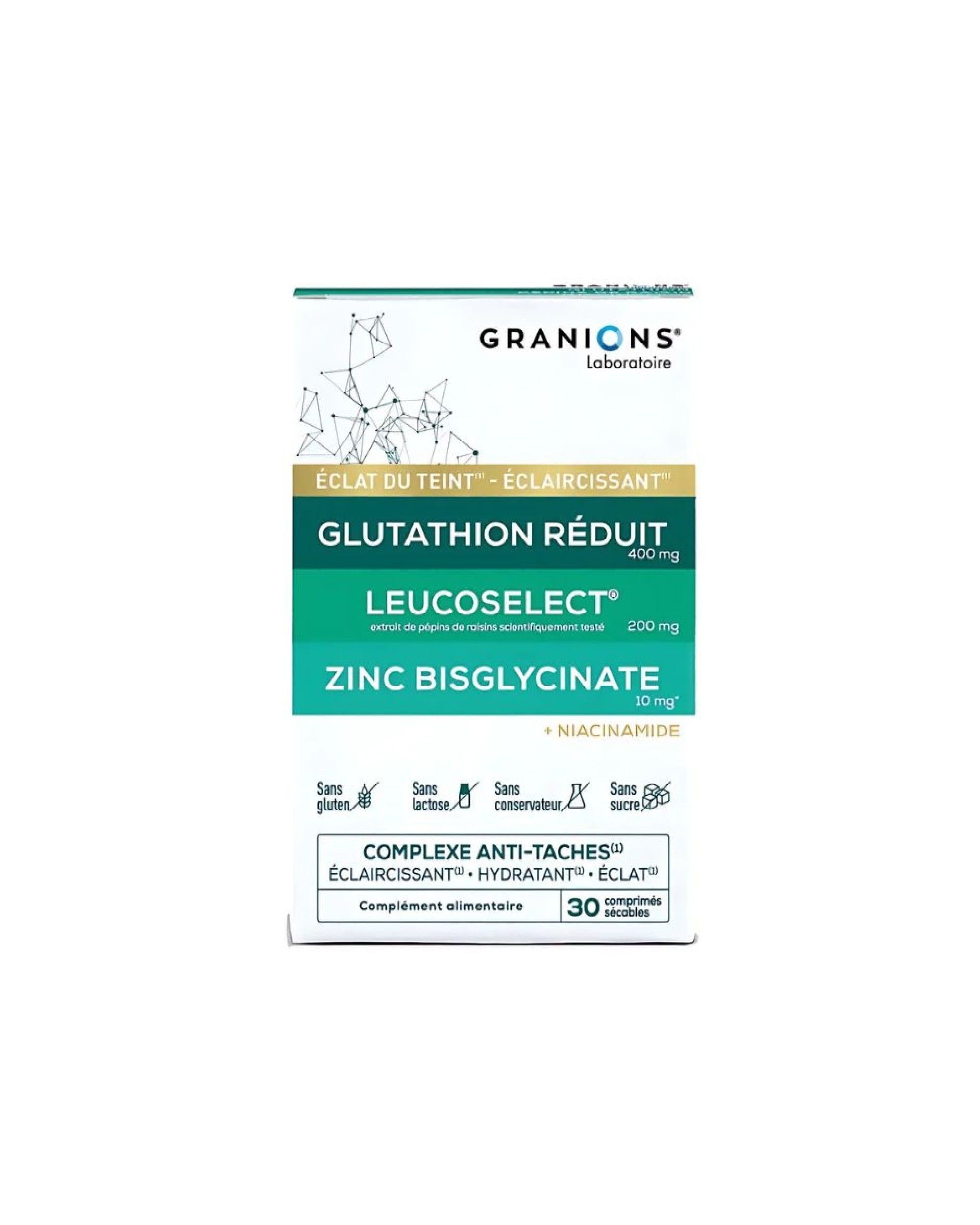 GRANIONS COMPLEXE ANTI-TACHES Pigmentinių dėmių mažinimo kompleksas, 30 kaps.
