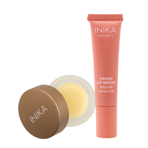 Inika Organic lūpų kaukė ir lūpų serumas (Rosewood)