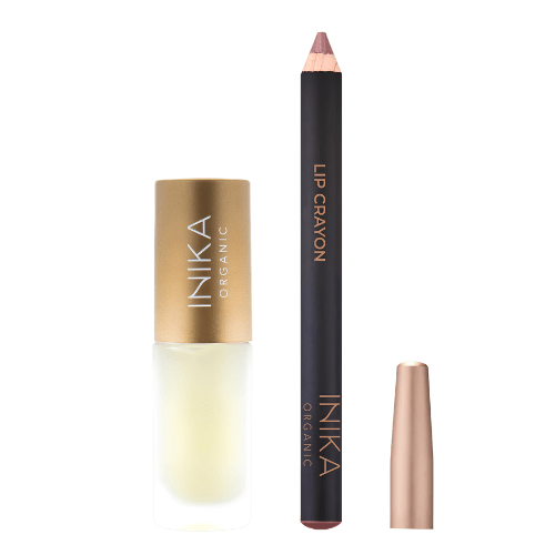 Inika Organic lūpų aliejus ir lūpų kreidelė (Mauve)