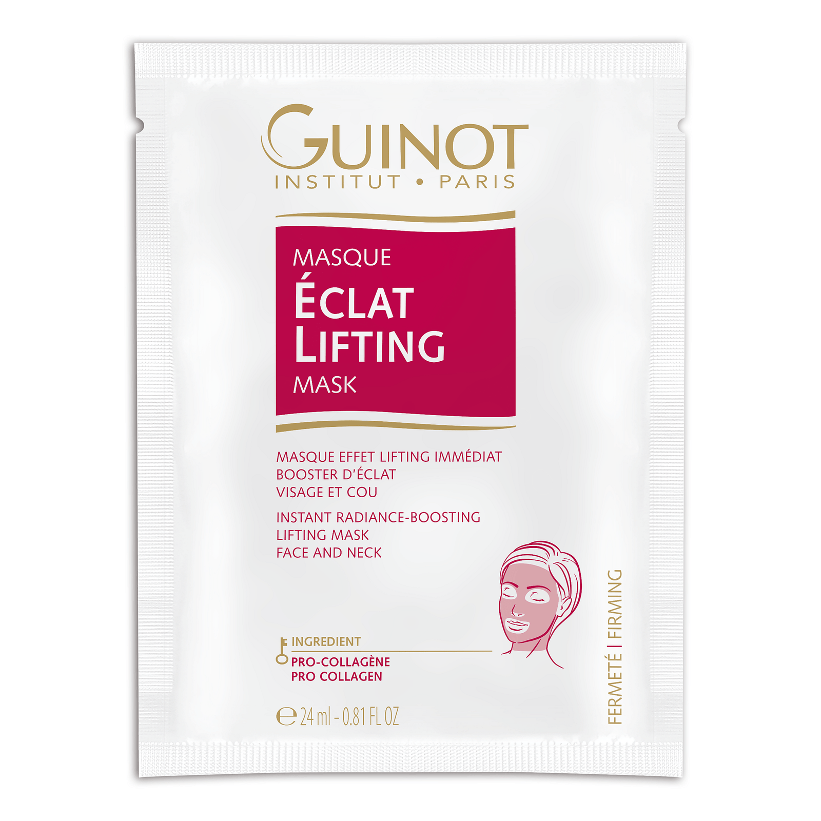 GUINOT Eclat Lifting stangrinamoji skaistinamoji lakštinė kaukė, 24 ml