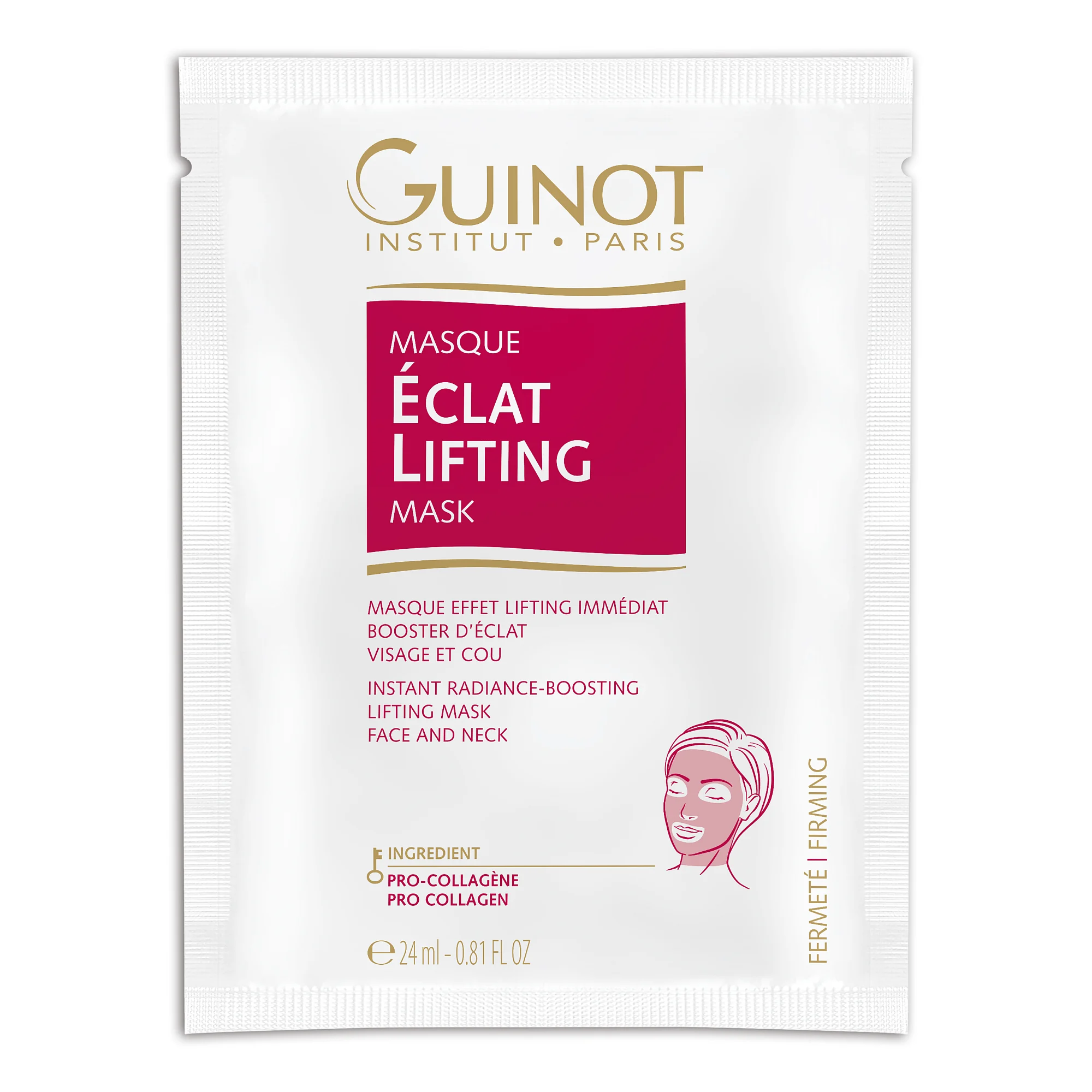 GUINOT Eclat Lifting stangrinamoji skaistinamoji lakštinė kaukė, 24 ml