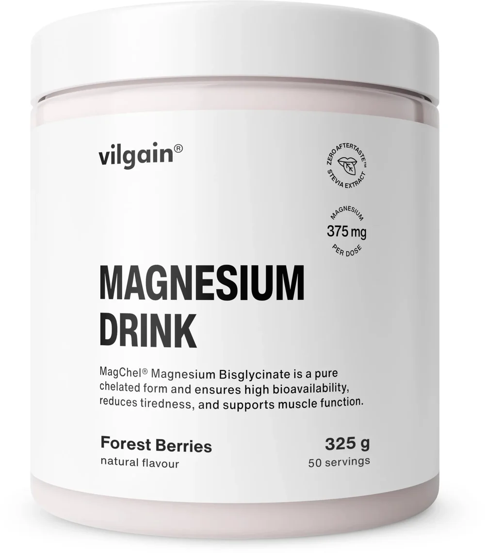Vilgain Magnesium Drink – magnio bisglicinatas milteliai gėrimui   (325 g)  Forest fruit