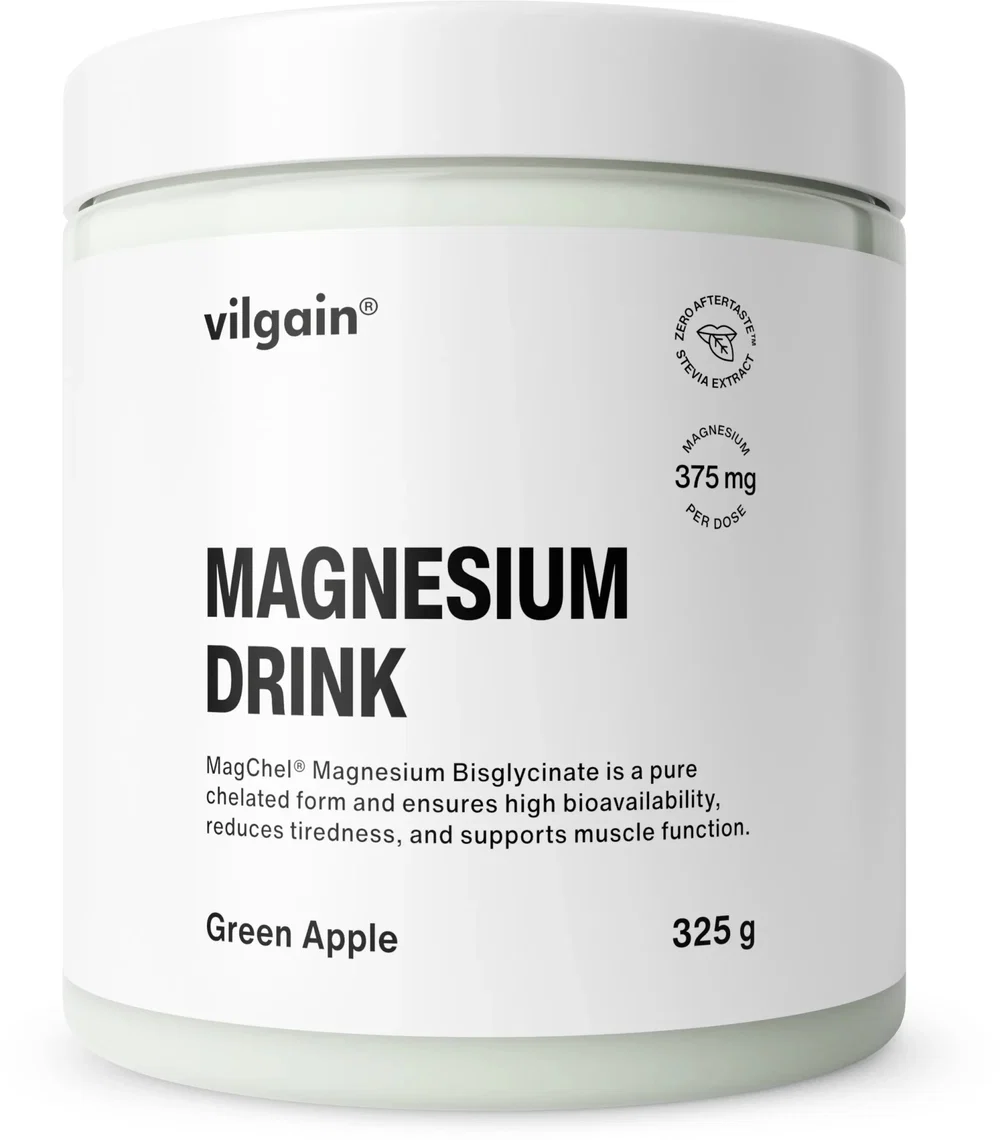 Vilgain Magnesium Drink – magnio bisglicinatas milteliai gėrimui (325 g) Green apple